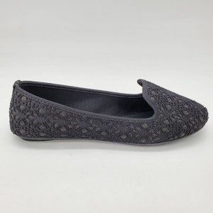 Amy Womens Loafer Ballet‎ Flat Shoes Black Crochet Lace Round Toe Slip Ons 7.5